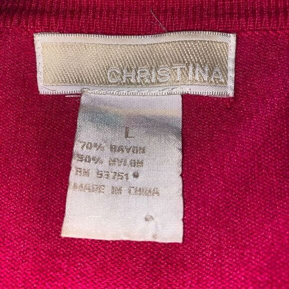 Marisa‎ Christina Pink Cardigan Sweater with Rolled Flower Accent in Size L - Picture 10 of 14